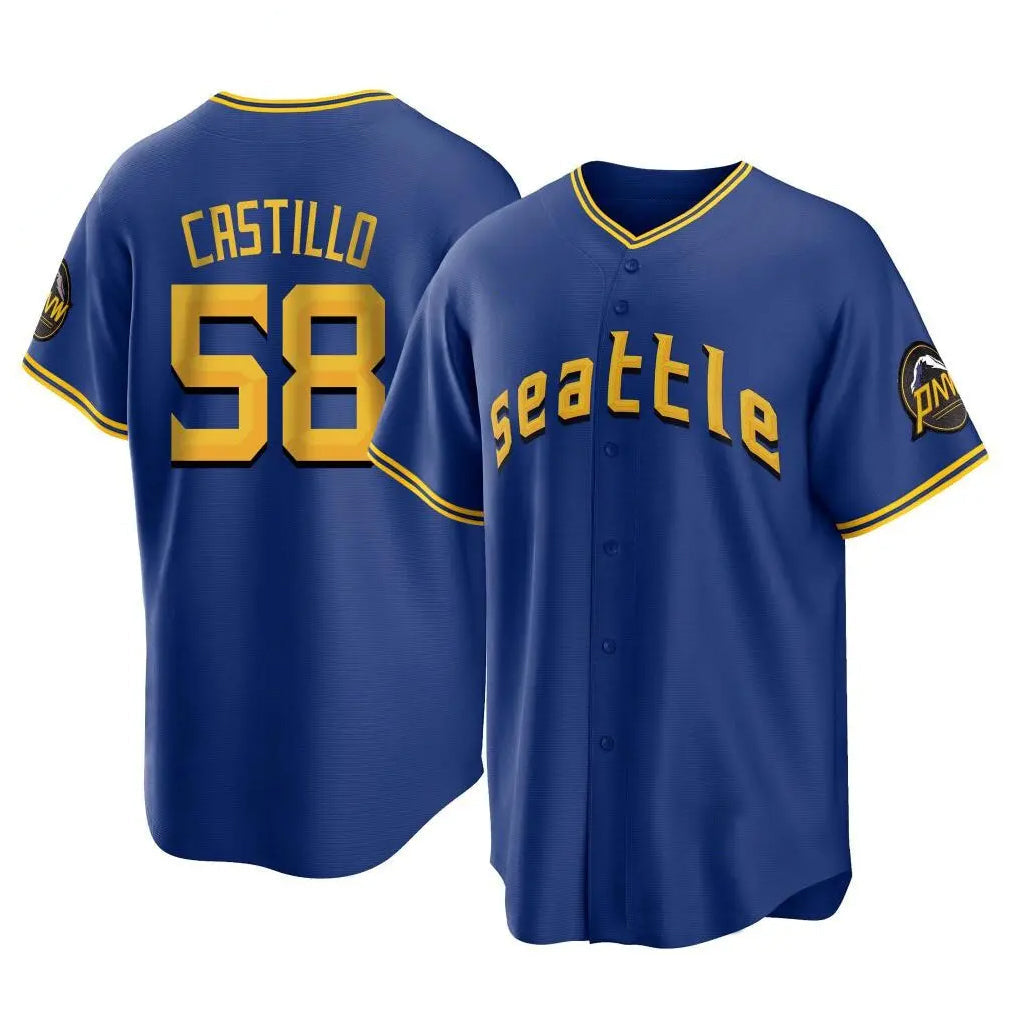 Punc S.Mariners #58 Luis Castillo Player Royal City Connect Home Game Stitched Jerseys