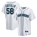 Punc S.Mariners #58 Luis Castillo Player White Home Game Stitched Jerseys
