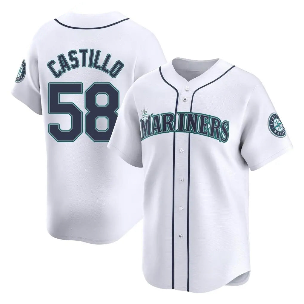 Punc S.Mariners #58 Luis Castillo Player White Home Limited Stitched Jerseys