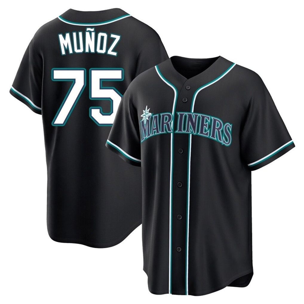 Punc S.Mariners #75 Andres Munoz Player Black Fashion Home Limited Stitched Jerseys