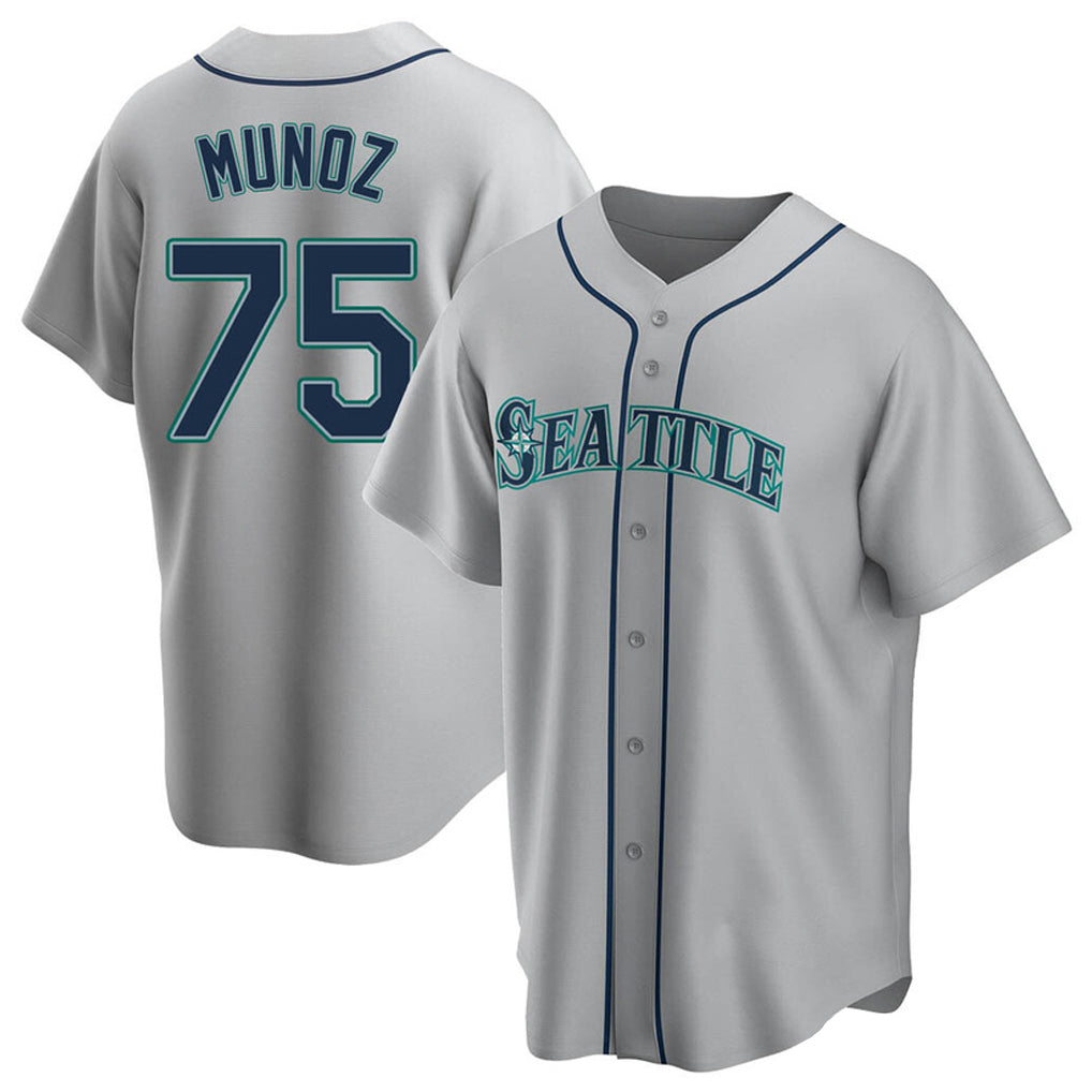 Punc S.Mariners #75 Andres Munoz Player Gray Home Game Stitched Jerseys