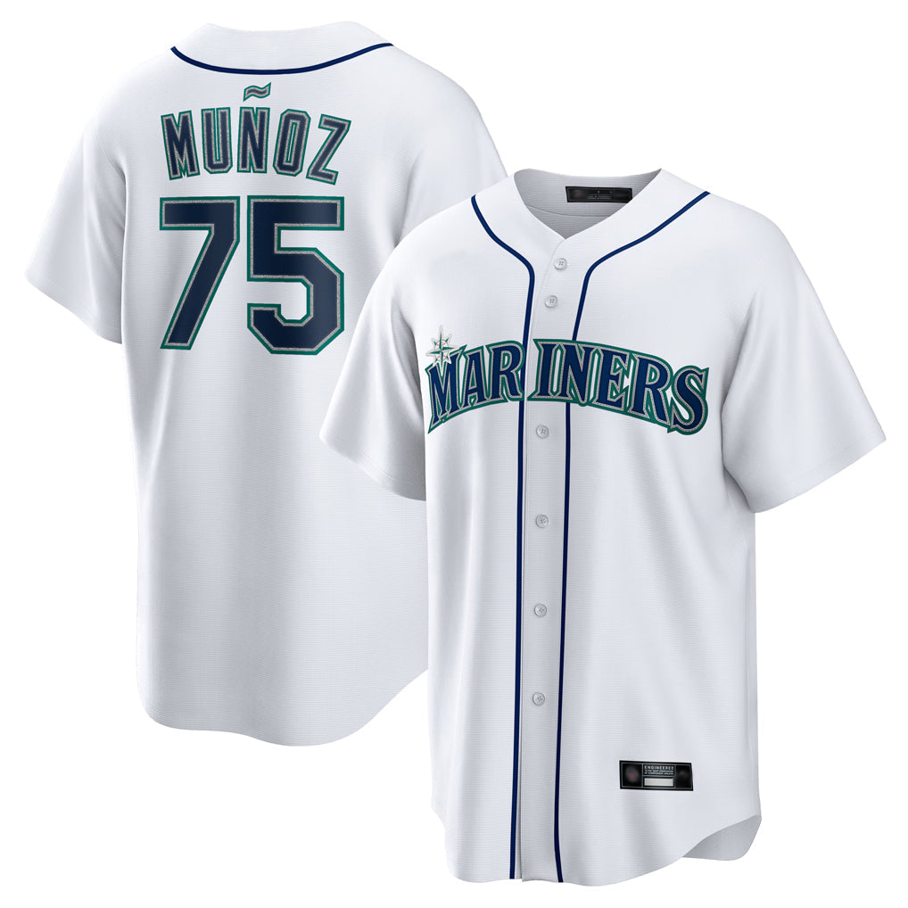 Punc S.Mariners #75 Andres Munoz Player White Home Game Stitched Jerseys