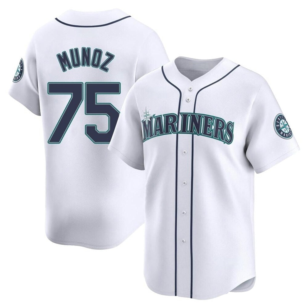 Punc S.Mariners #75 Andres Munoz Player White Home Limited Stitched Jerseys