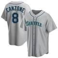 Punc S.Mariners #8 Dominic Canzone Player Gray Home Game Stitched Jerseys
