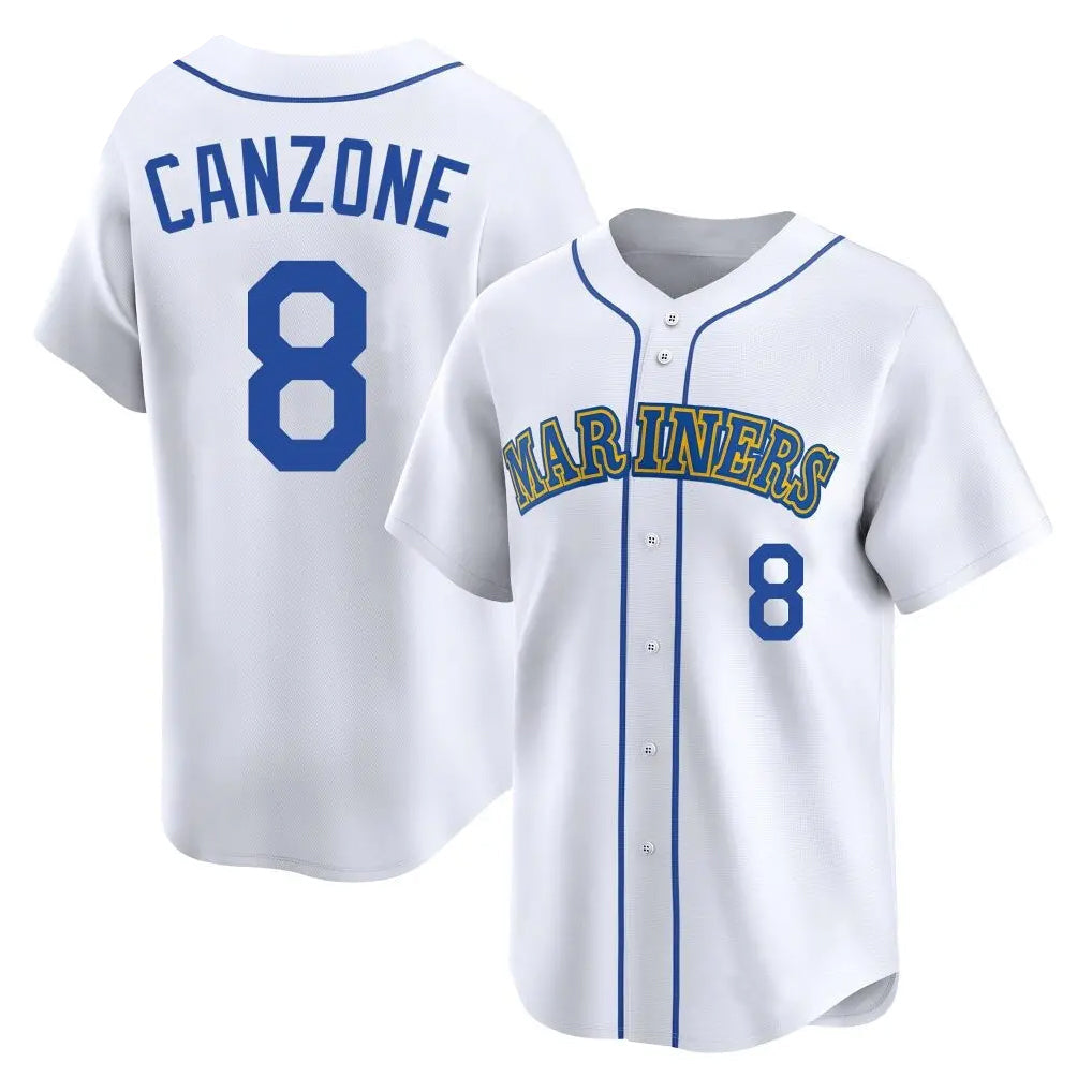 Punc S.Mariners #8 Dominic Canzone Player White Pitch Fashion Game Stitched Jerseys