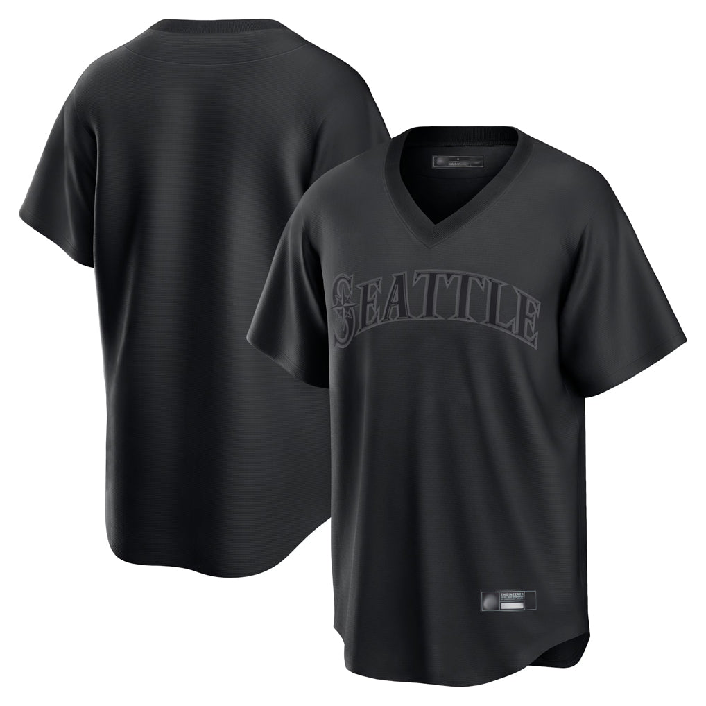 Punc S.Mariners Blank Player Black Replica Fashion T-shirt Stitched Jerseys