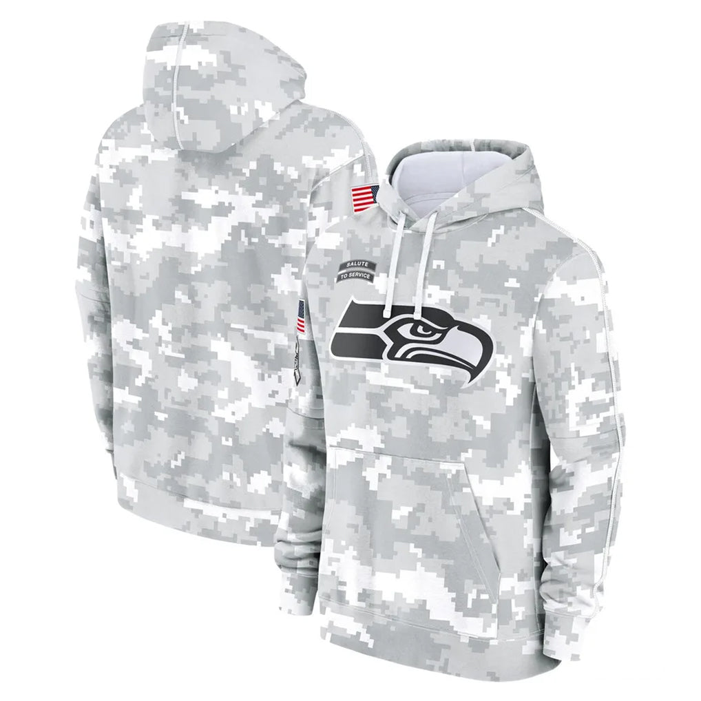 Punc S.Seahawks Arctic Camo Limited Salute to Service Pullover Hoodies Game Blank Player Stitched Jerseys