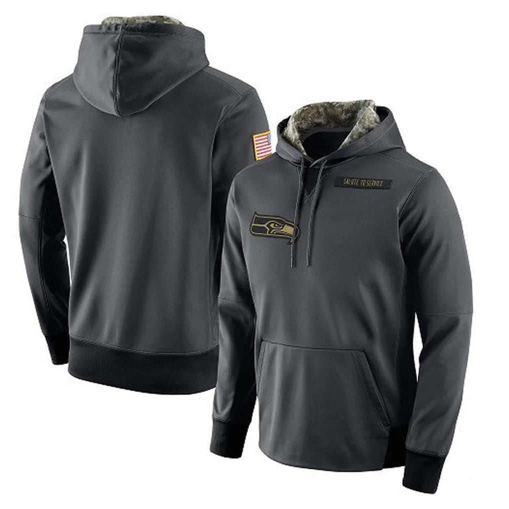 Punc S.Seahawks Gray Pullover Hoodies Game Blank Player Stitched Jerseys