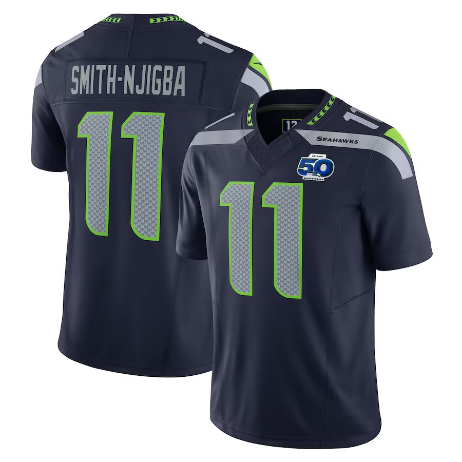 Punc S.Seahawks #11 Jaxon Smith-Njigba Player Navy 50th Season Vapor F.U.S.E. Limited Stitched Jerseys