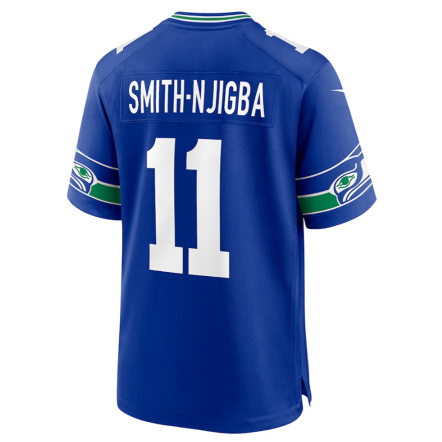 Punc S.Seahawks #11 Jaxon Smith-Njigba Royal Throwback Player Game Jersey American Stitched Jerseys