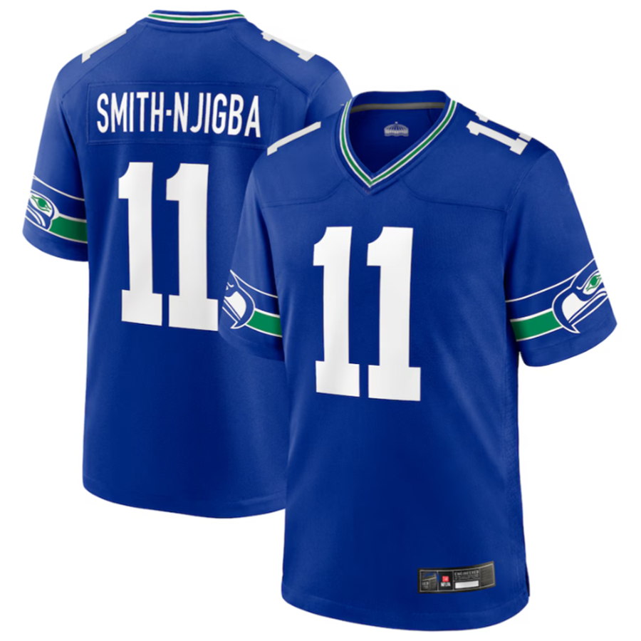 Punc S.Seahawks #11 Jaxon Smith-Njigba Royal Throwback Player Game Stitched American Stitched Jerseys