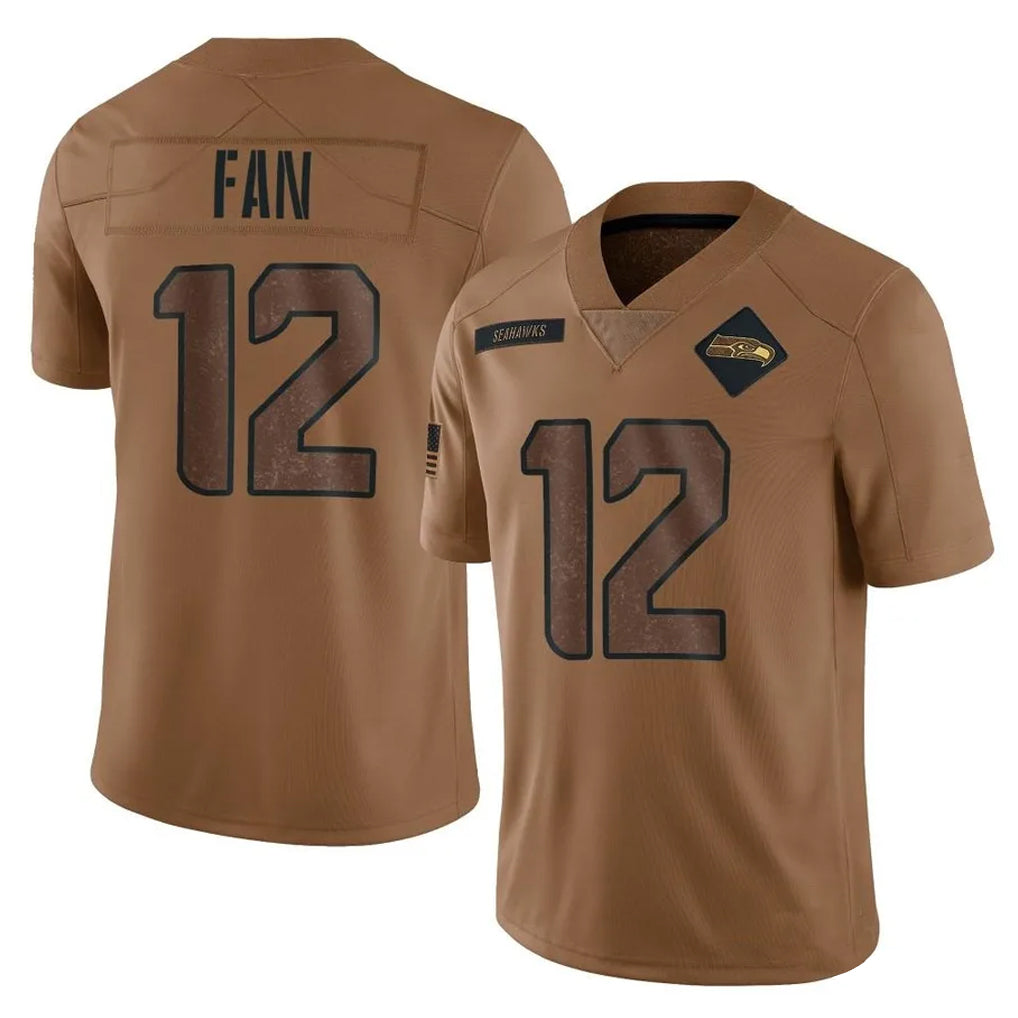 Punc S.Seahawks #12 12th Fan Player Brown Limited Salute To Service Home Game Stitched Jerseys