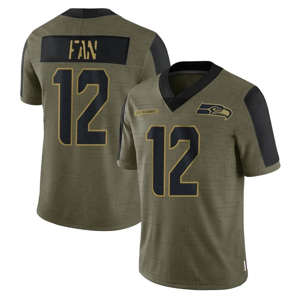 Punc S.Seahawks #12 12th Fan Player Olive Salute To Service Limited Game Stitched Jerseys