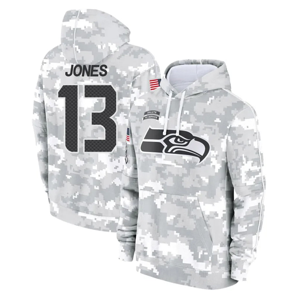 Punc S.Seahawks #13 Ernest Jones IV Player Arctic Camo Limited Salute to Service Pullover Hoodies Game Stitched Jerseys