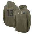 Punc S.Seahawks #13 Ernest Jones IV Player Olive Salute to Service Pullover Hoodies Limited Stitched Jerseys