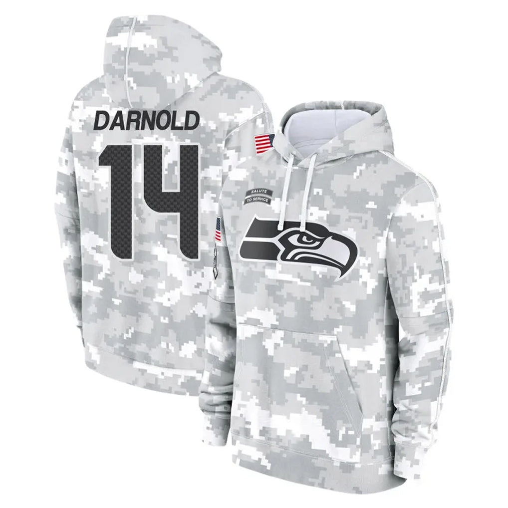 Punc S.Seahawks #14 Sam Darnold Player Arctic Camo Limited Salute to Service Pullover Hoodies Game Stitched Jerseys