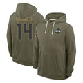 Punc S.Seahawks #14 Sam Darnold Player Olive Salute to Service Pullover Hoodies Limited Stitched Jerseys