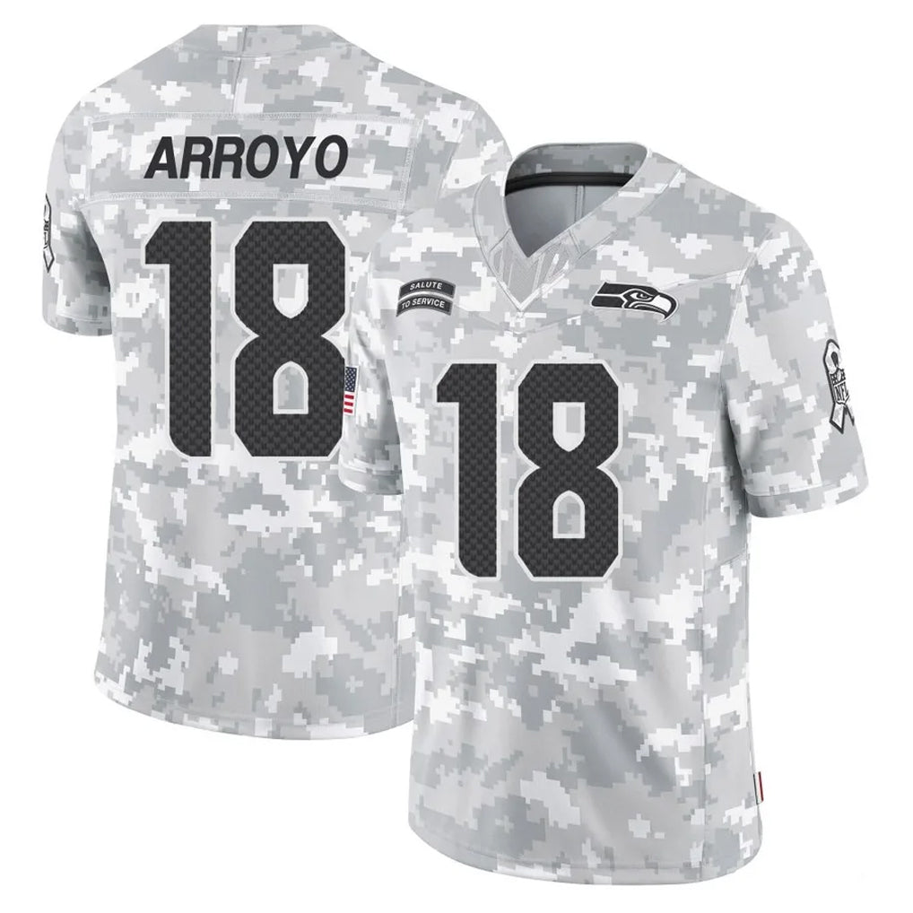 Punc S.Seahawks #18 Elijah Arroyo Player Arctic Camo Limited Salute To Service Home Game Stitched Jerseys