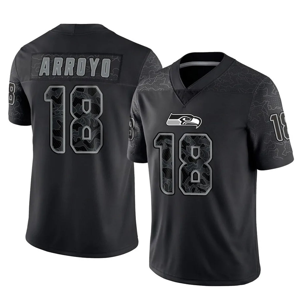 Punc S.Seahawks #18 Elijah Arroyo Player Black Limited Reflective Home Game Stitched Jerseys