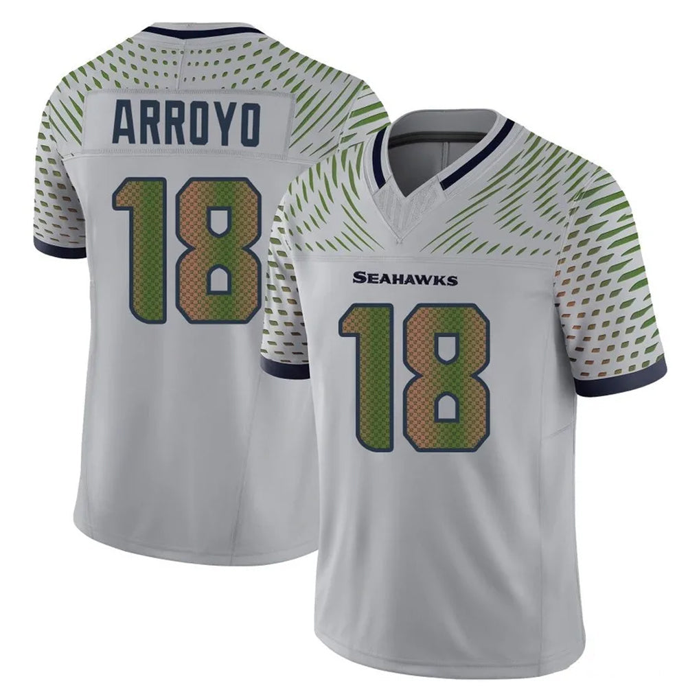 Punc S.Seahawks #18 Elijah Arroyo Player Grey Limited 2025 Rivalries Collection Home Game Stitched Jerseys