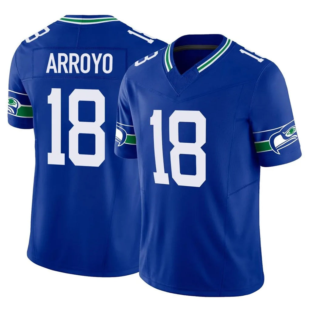 Punc S.Seahawks #18 Elijah Arroyo Player Royal Limited Throwback Vapor F.U.S.E. Home Game Stitched Jerseys