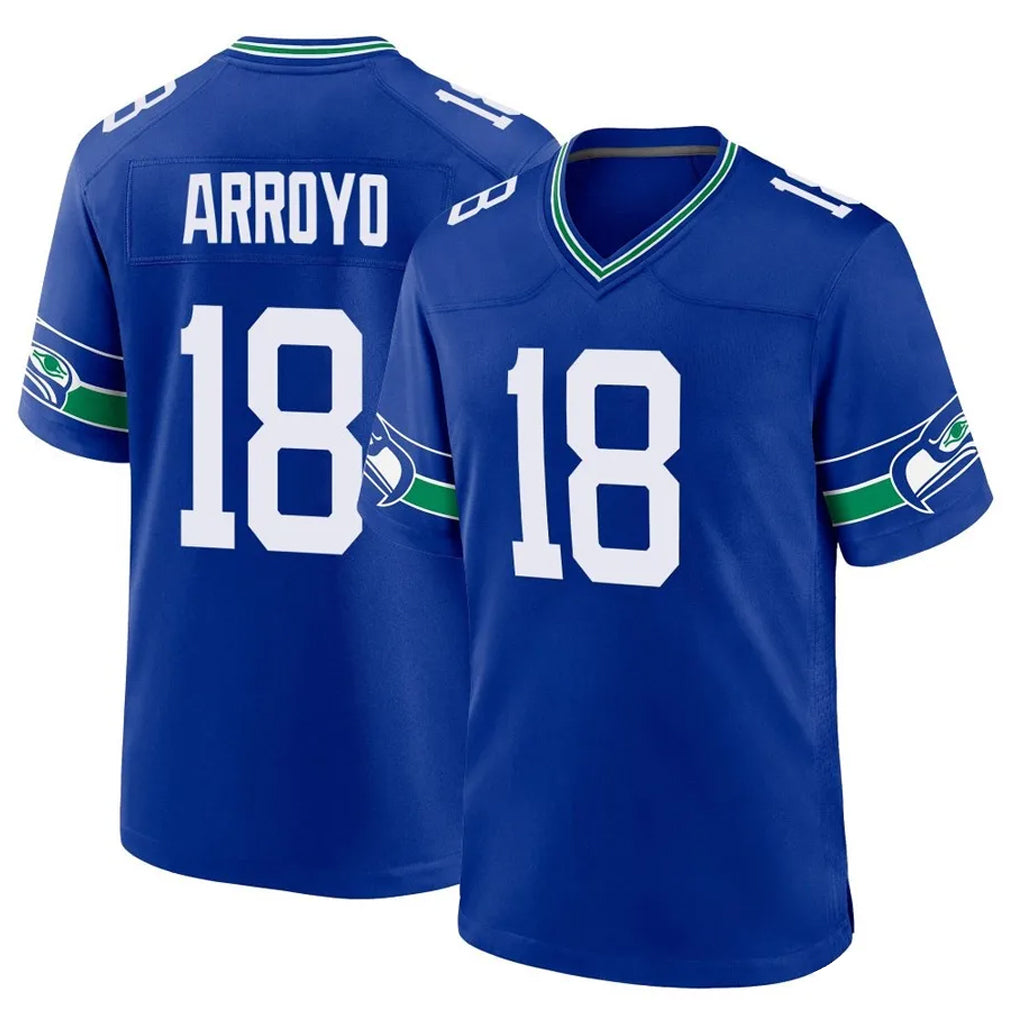 Punc S.Seahawks #18 Elijah Arroyo Player Royal Throwback Home Game Stitched Jerseys