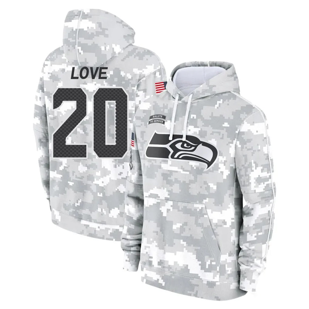 Punc S.Seahawks #20 Julian Love Player Arctic Camo Limited Salute to Service Pullover Hoodies Game Stitched Jerseys