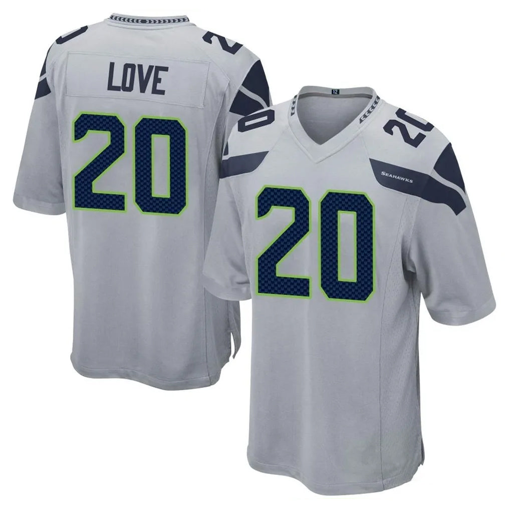 Punc S.Seahawks #20 Julian Love Player Gray Home Game Stitched Jerseys