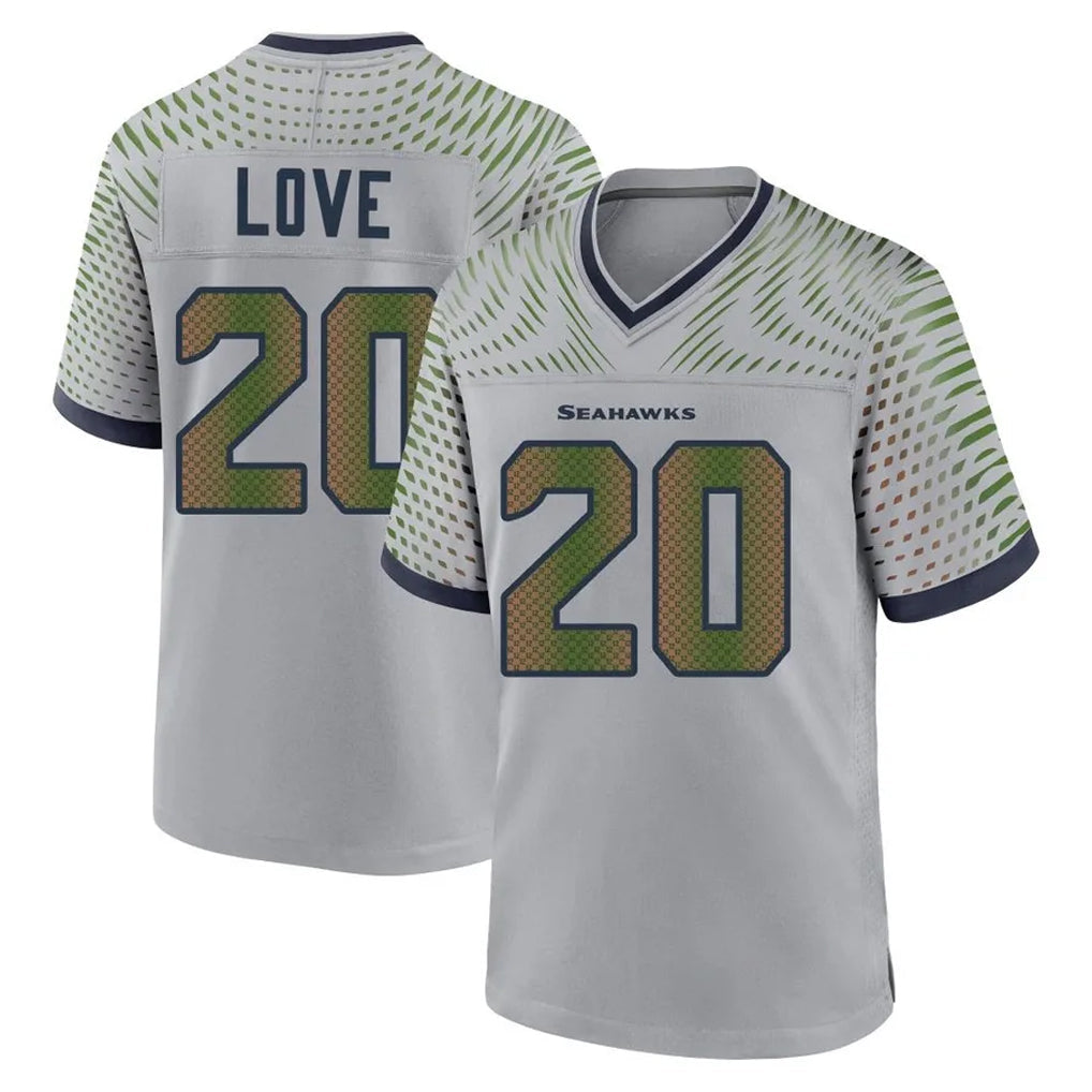 Punc S.Seahawks #20 Julian Love Player Grey 2025 Rivalries Collection Home Game Stitched Jerseys