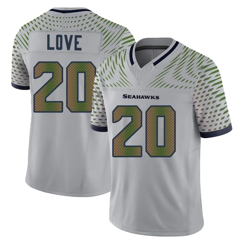 Punc S.Seahawks #20 Julian Love Player Grey Limited 2025 Rivalries Collection Home Game Stitched Jerseys