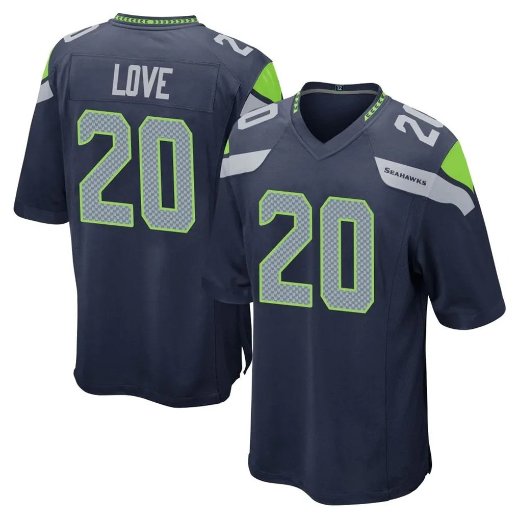 Punc S.Seahawks #20 Julian Love Player Navy Home Game Stitched Jerseys