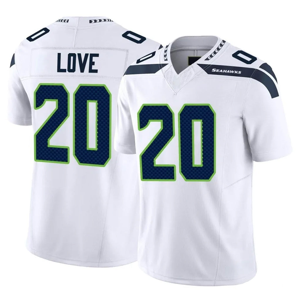 Punc S.Seahawks #20 Julian Love Player White Limited Vapor F.U.S.E. Home Game Stitched Jerseys