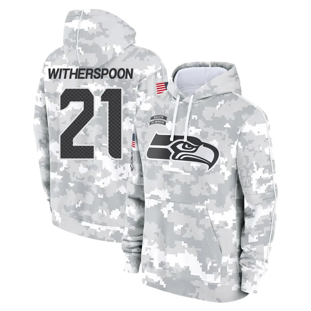 Punc S.Seahawks #21 Devon Witherspoon Player Arctic Camo Limited Salute to Service Pullover Hoodies Game Stitched Jerseys