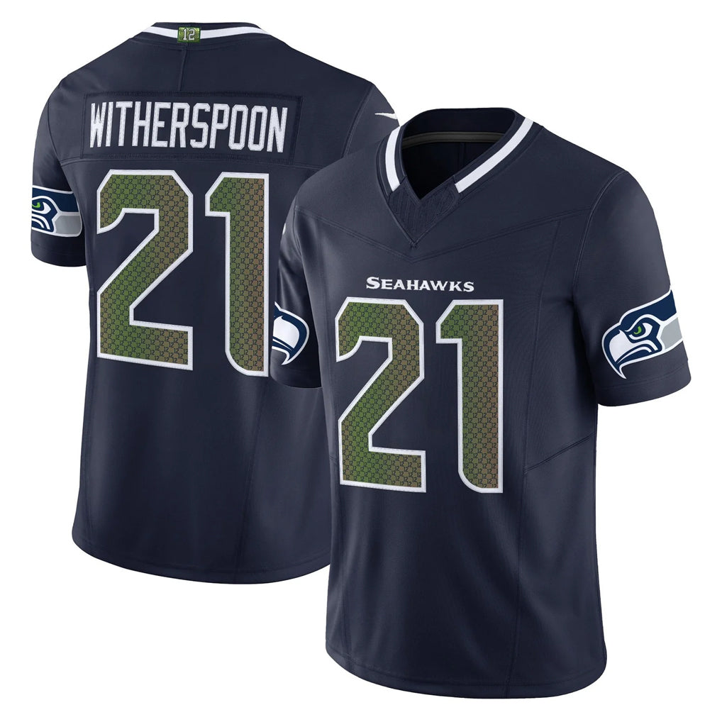 Punc S.Seahawks #21 Devon Witherspoon Player Navy Rivalries Vapor Limited Home Game Stitched Jerseys