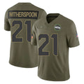 Punc S.Seahawks #21 Devon Witherspoon Player Olive 2025 Salute To Service Limited Home Game Stitched Jerseys