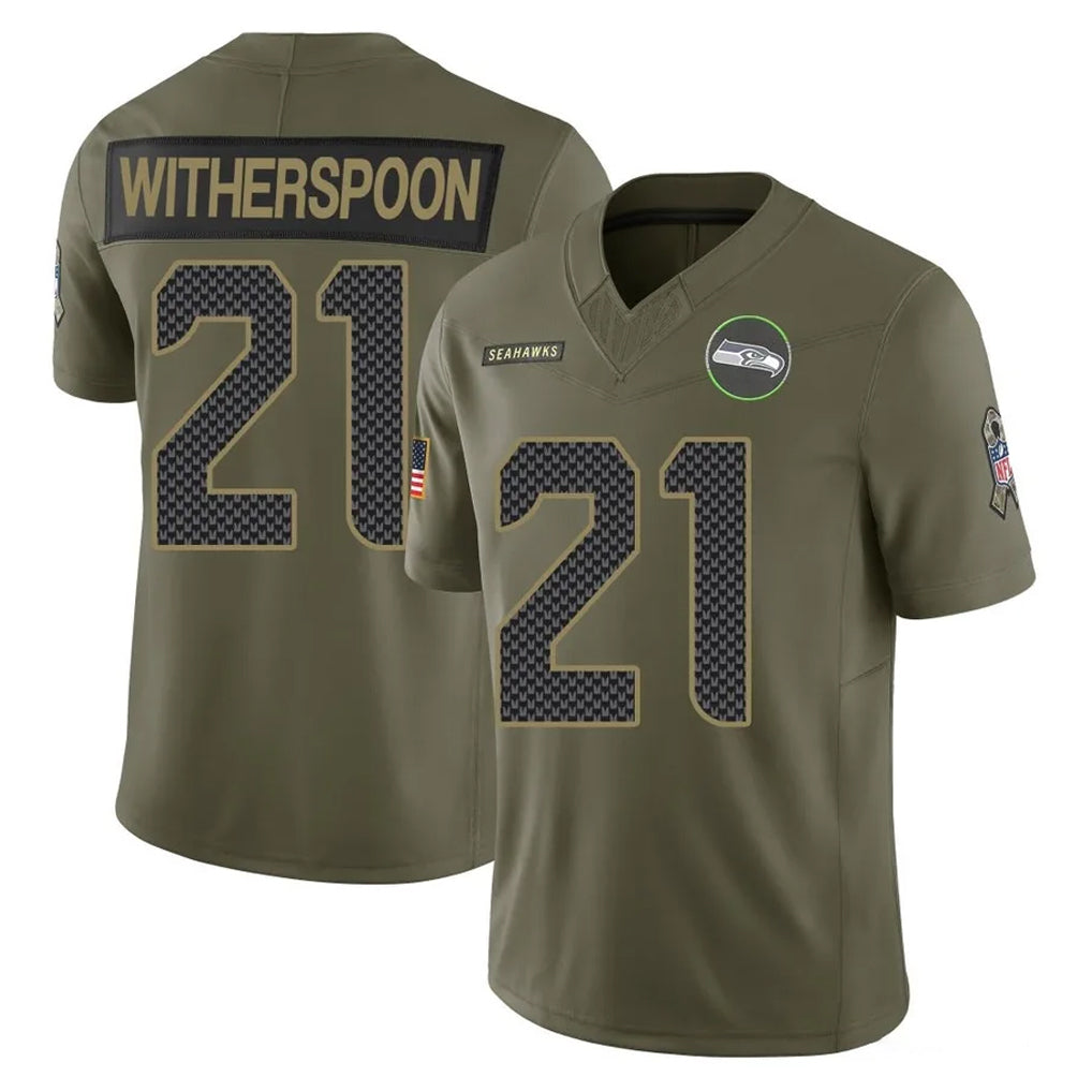 Punc S.Seahawks #21 Devon Witherspoon Player Olive 2025 Salute To Service Limited Home Game Stitched Jerseys