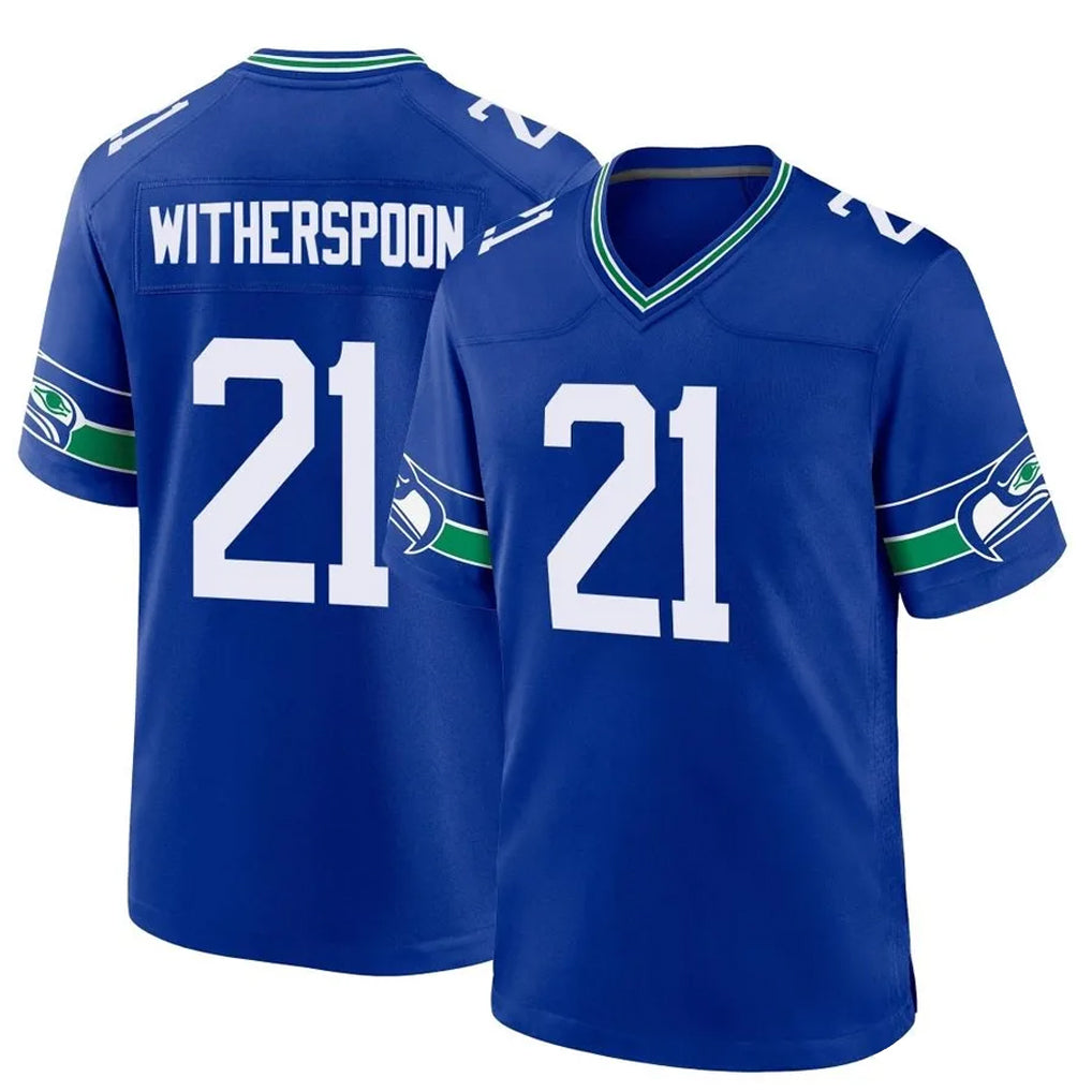 Punc S.Seahawks #21 Devon Witherspoon Player Royal Throwback Home Game Stitched Jerseys