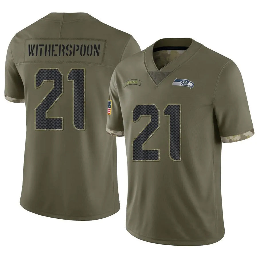 Punc S.Seahawks #21 Devon Witherspoon Player Salute to Service Olive Stitched Jerseys