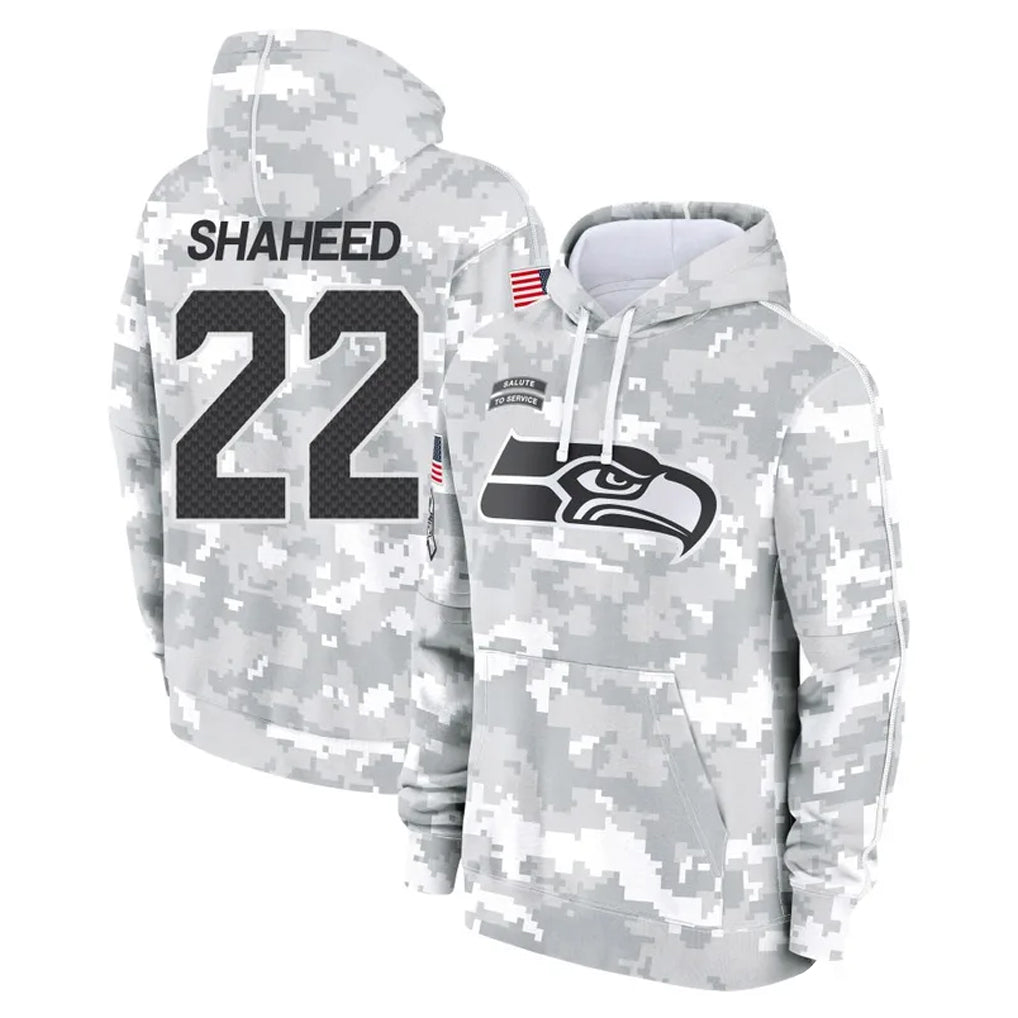 Punc S.Seahawks #22 Rashid Shaheed Player Arctic Camo Limited Salute to Service Pullover Hoodies Game Stitched Jerseys