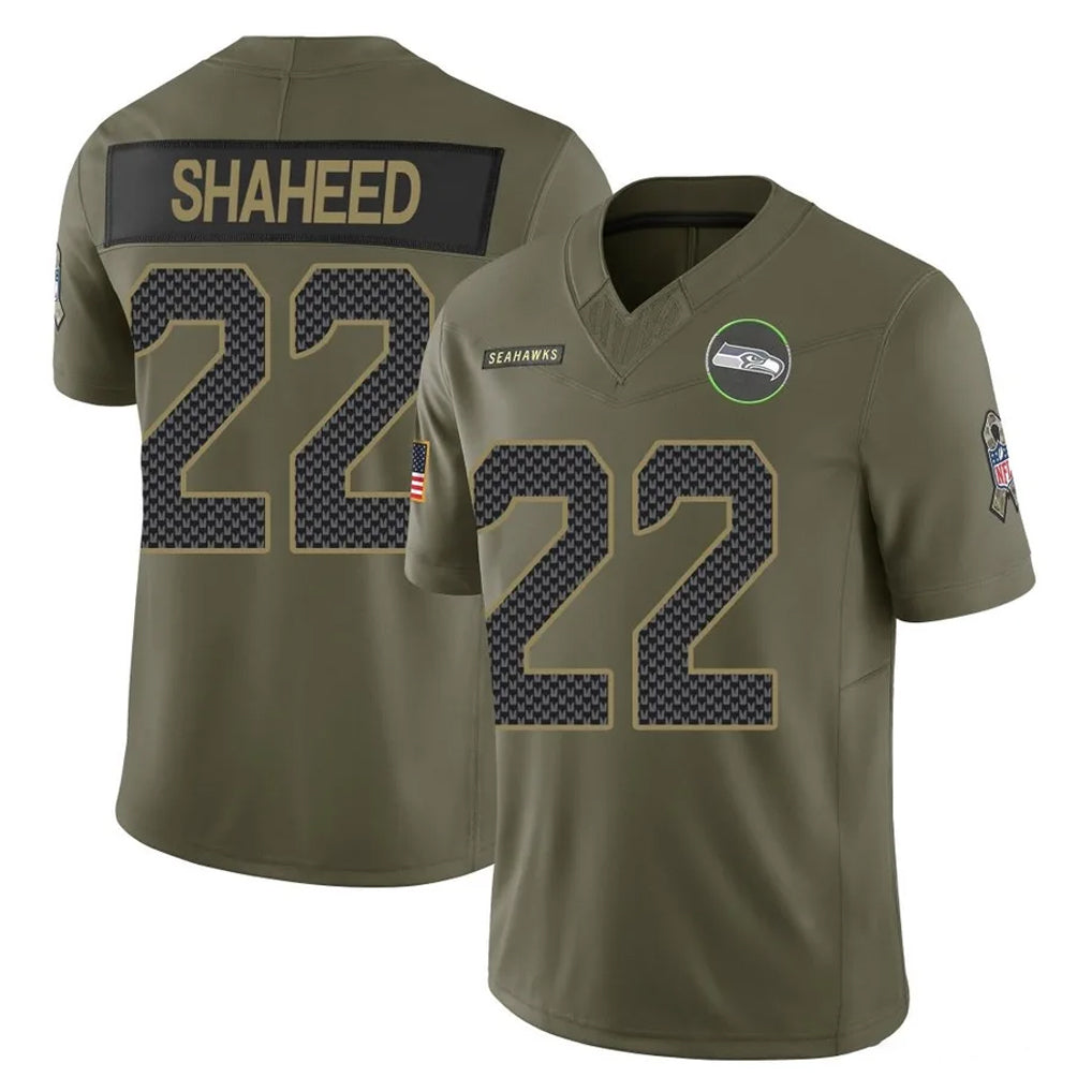 Punc S.Seahawks #22 Rashid Shaheed Player Olive 2025 Salute To Service Limited Home Game Stitched Jerseys