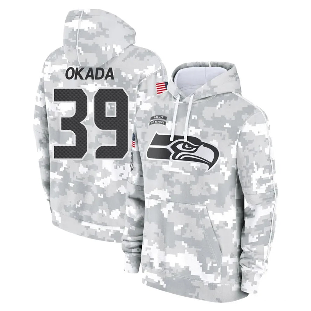 Punc S.Seahawks #39 Ty Okada Player Arctic Camo Limited Salute to Service Pullover Hoodies Game Stitched Jerseys