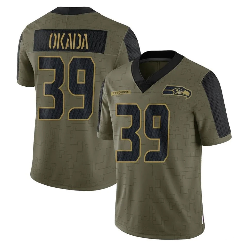 Punc S.Seahawks #39 Ty Okada Player Olive Salute To Service Limited Game Stitched Jerseys