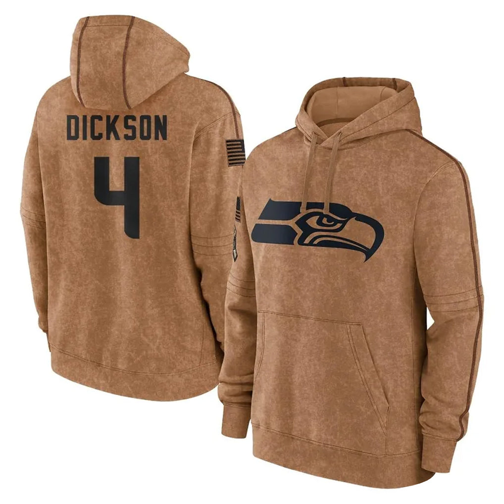 Punc S.Seahawks #4 Michael Dickson Player Brown Limited Salute to Service Pullover Hoodies Game Stitched Jerseys