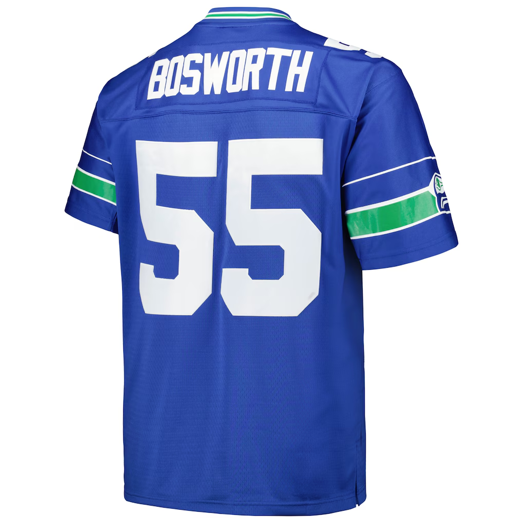 Punc S.Seahawks #55 Brian Bosworth Mitchell & Ness Royal Big & Tall 1987 Legacy Retired Player Stitched Puhic Jersey