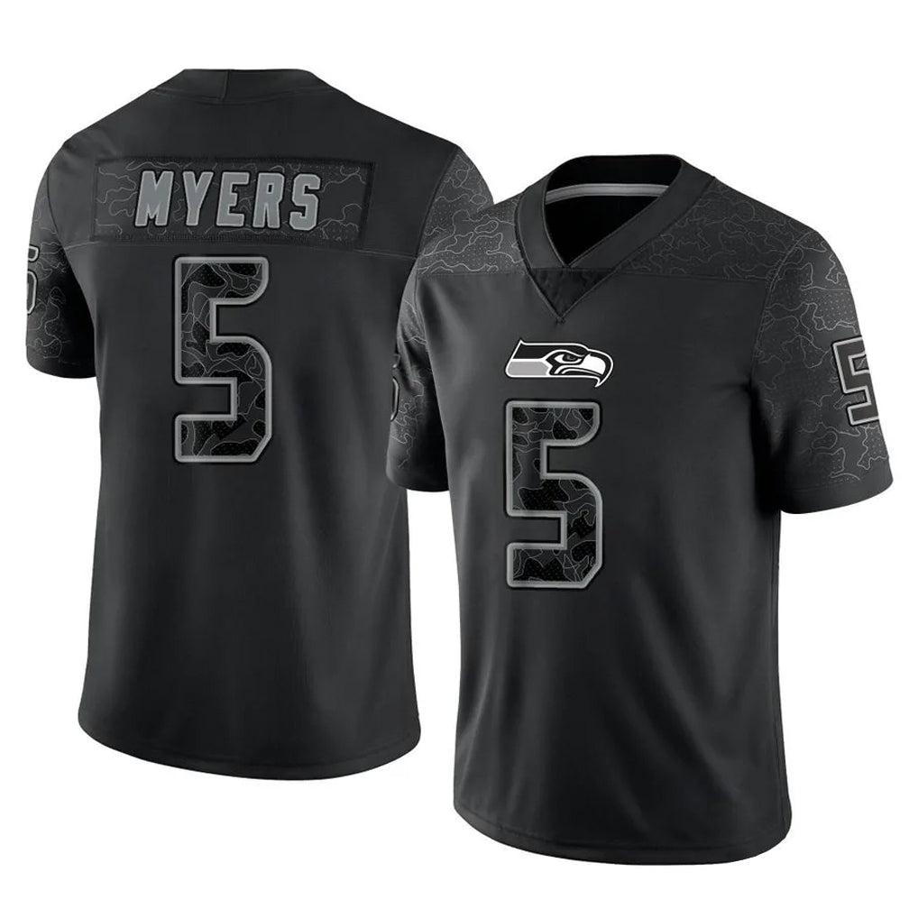 Punc S.Seahawks #5 Jason Myers Player Black Limited Reflective Home Game Stitched Jerseys