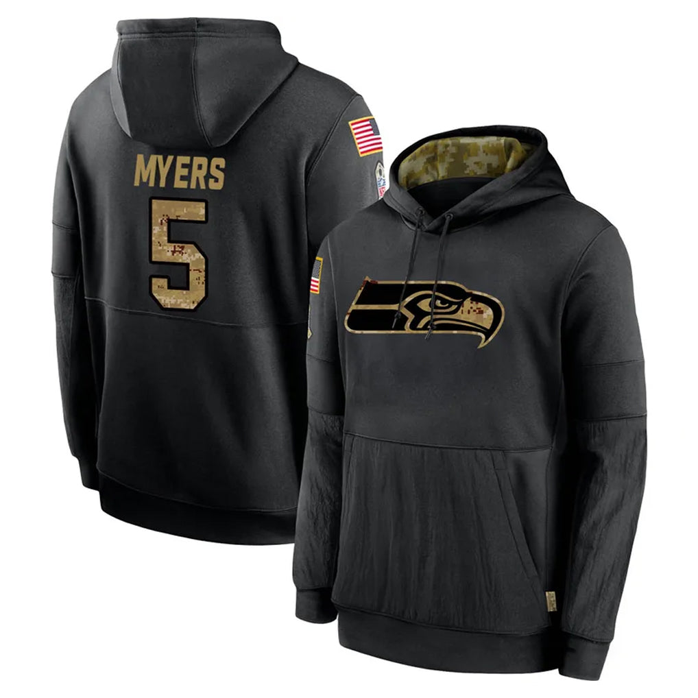 Punc S.Seahawks #5 Jason Myers Player Black Salute to Service Hoodies Limited Game Stitched Jerseys