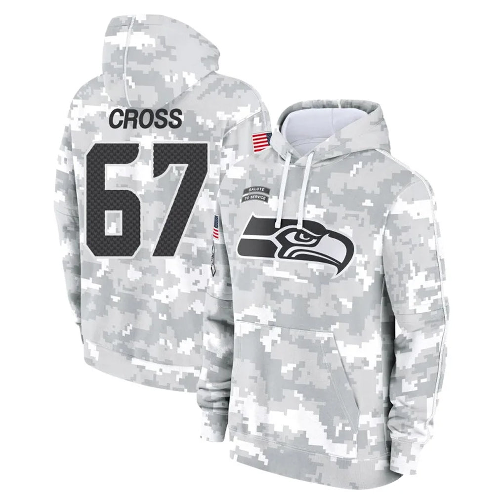 Punc S.Seahawks #67 Charles Cross Player Arctic Camo Limited Salute to Service Pullover Hoodies Game Stitched Jerseys