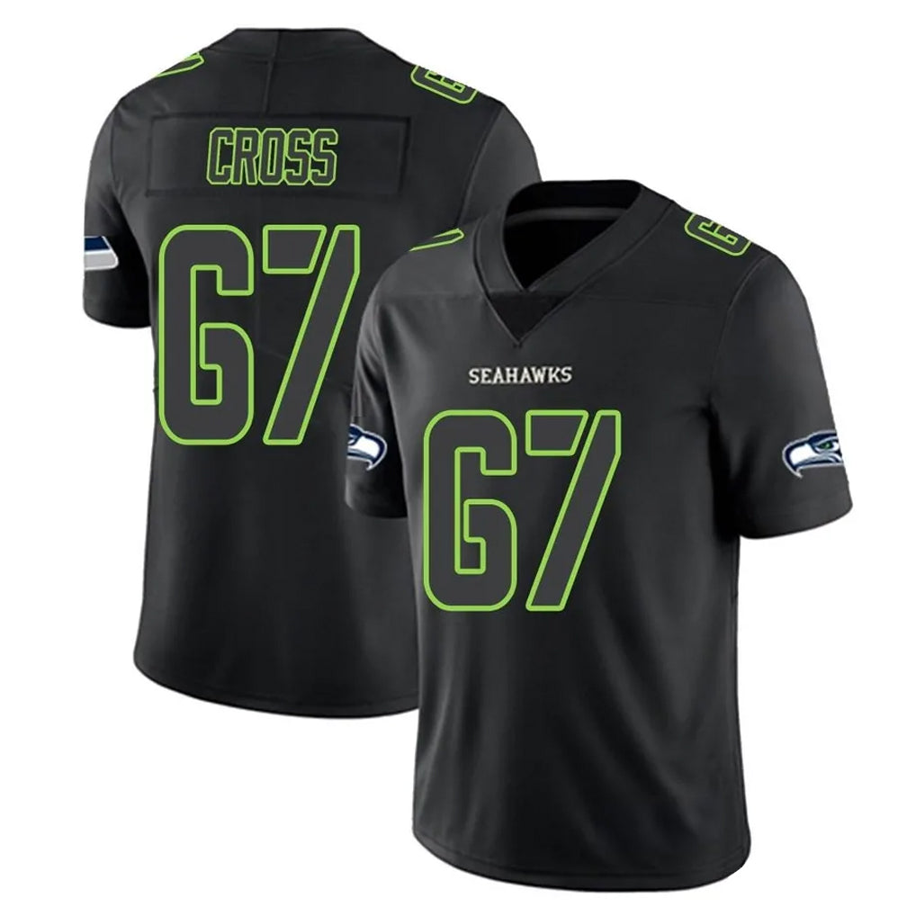 Punc S.Seahawks #67 Charles Cross Player Black Impact Limited Home Game Stitched Jerseys