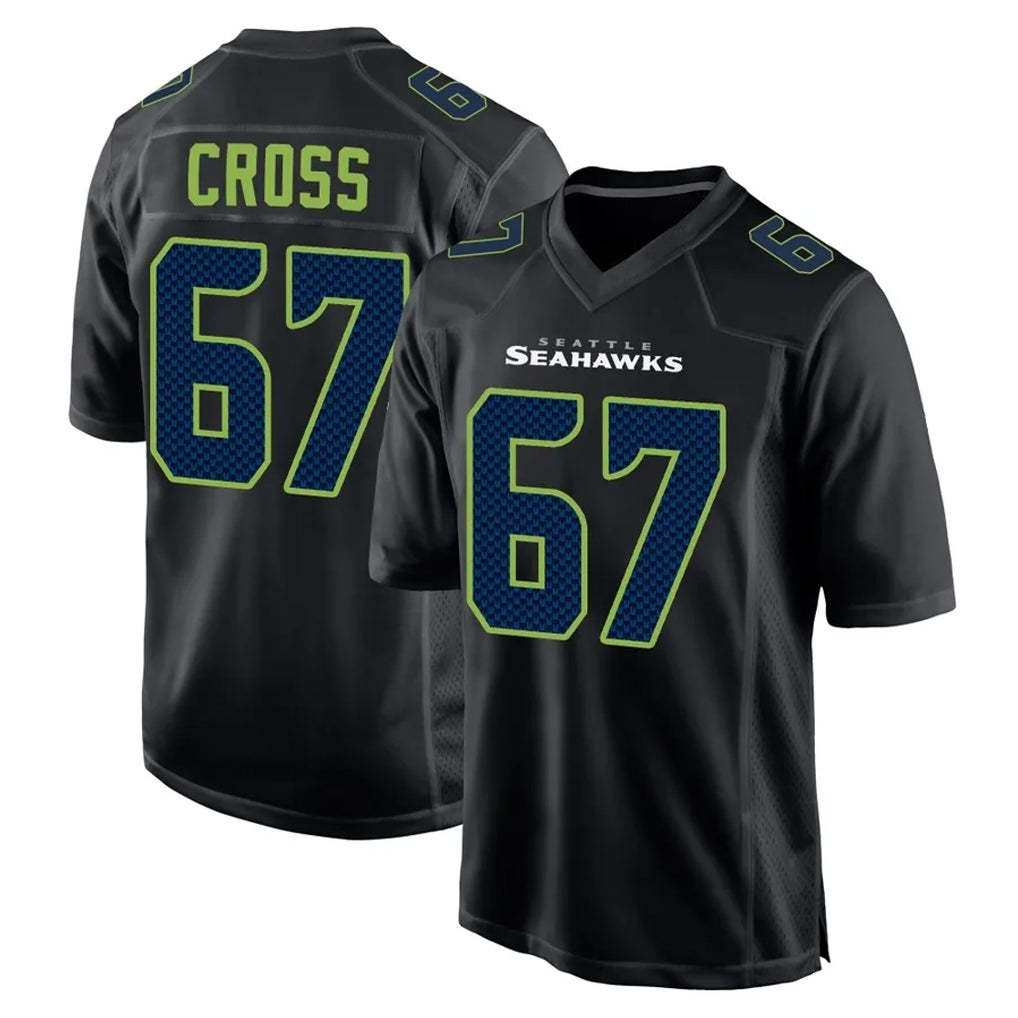 Punc S.Seahawks #67 Charles Cross Player Black Limited Fashion Home Game Stitched Jerseys