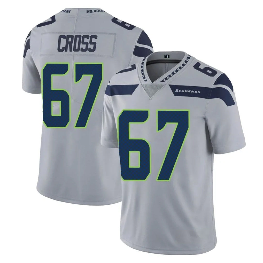 Punc S.Seahawks #67 Charles Cross Player Gray Limited Vapor Untouchable Home Game Stitched Jerseys
